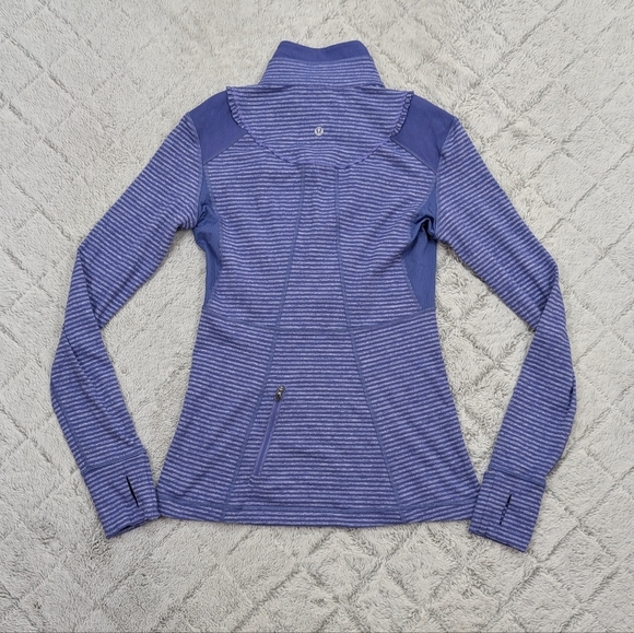 Lululemon Jacket Womens 6 Purple Stripe Run Your Heart Out Pullover ½ Zip - Picture 6 of 9